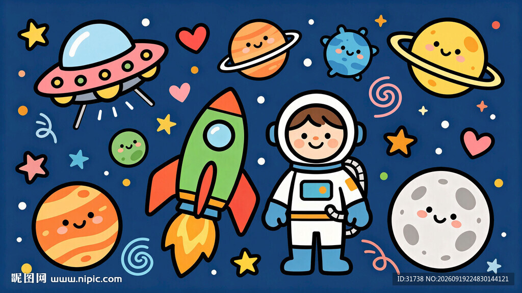 卡通星空插画背景图