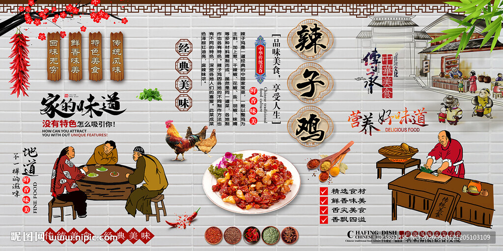 辣子鸡背景墙
