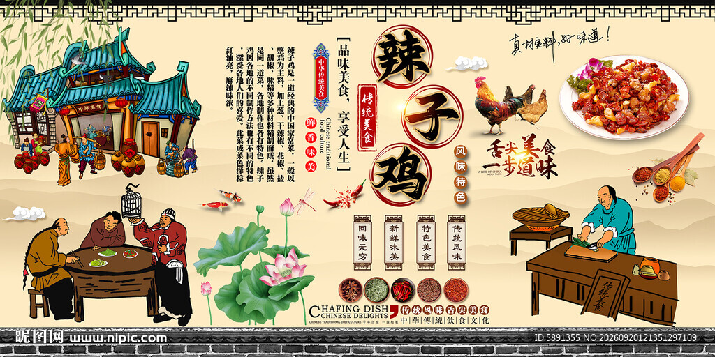 辣子鸡背景墙