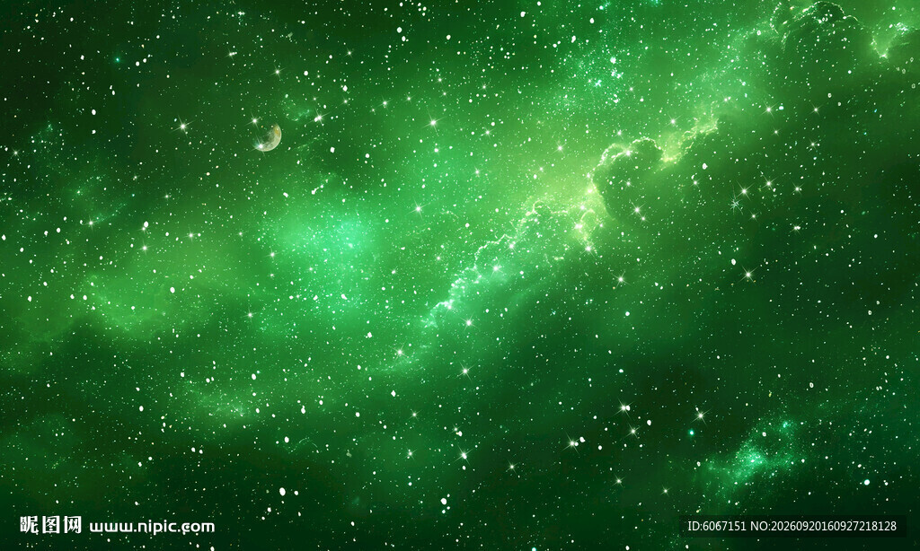 绿色宇宙星空吊顶背景图