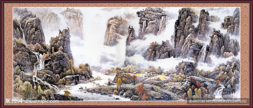 中式山水国画艺术作品