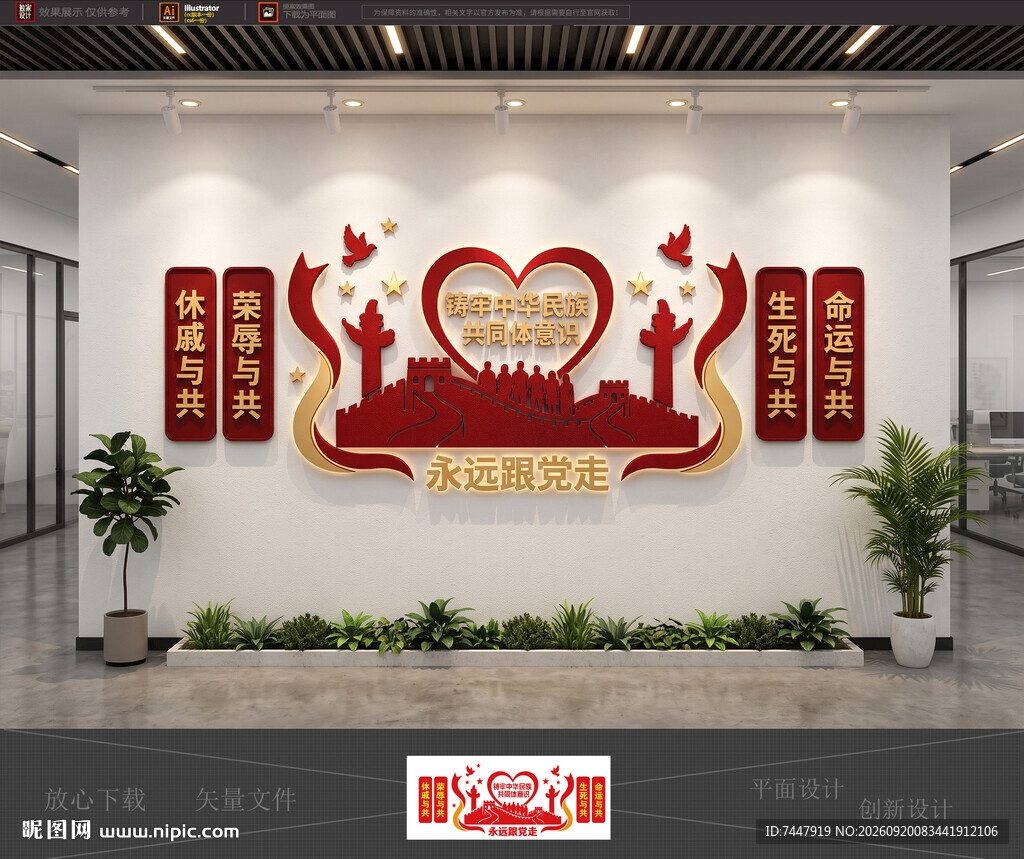 铸牢中华民族共同体意识党建墙饰
