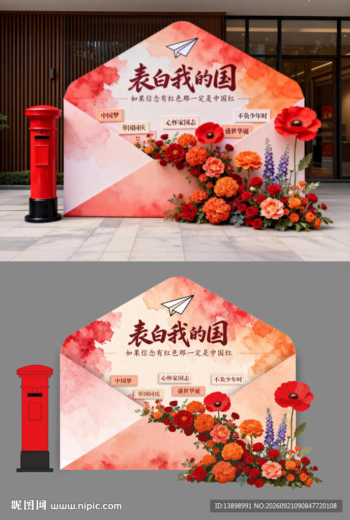 表白我的国 国庆美陈打卡造型
