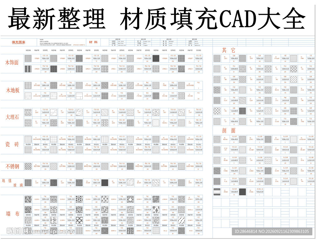 最新材质填充CAD大全