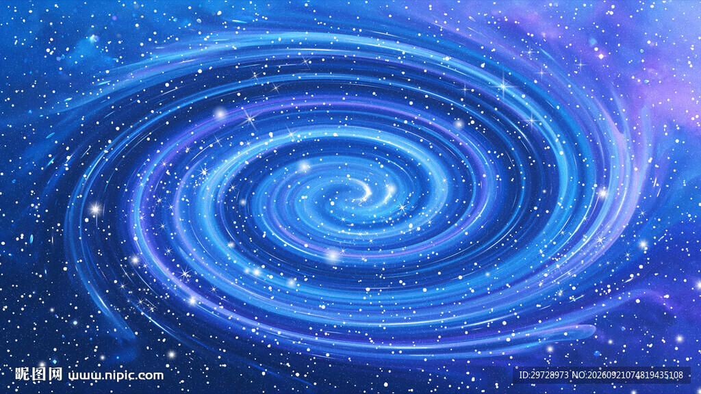 梦幻蓝紫色星系漩涡星空