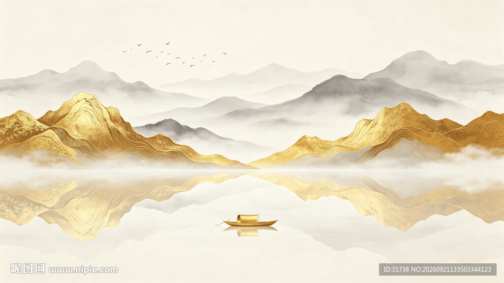 金色山水画