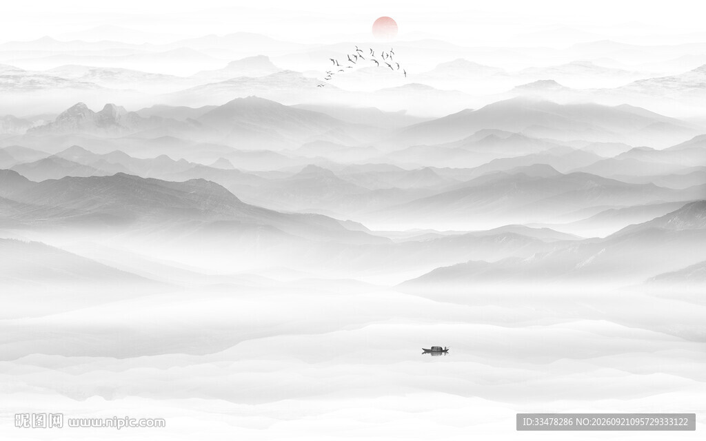 山水水墨山水画