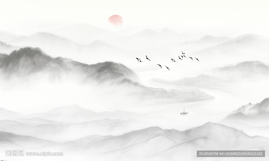新中式国画墙壁画