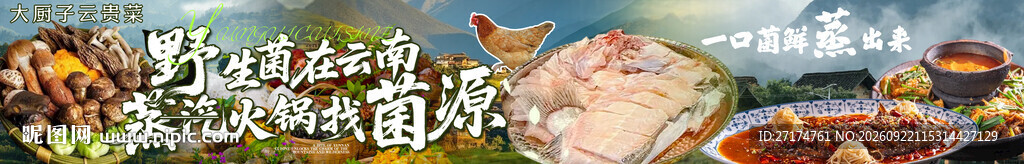 云贵野山菌五连图