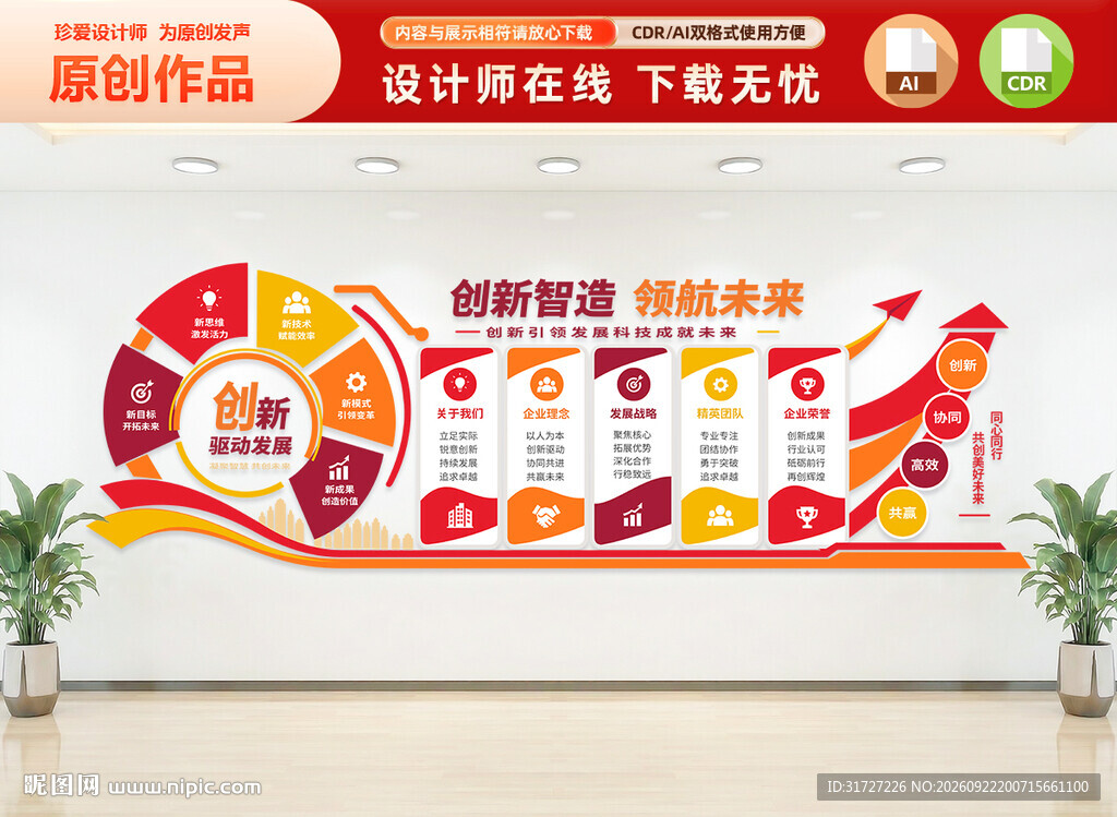 橙色企业文化墙