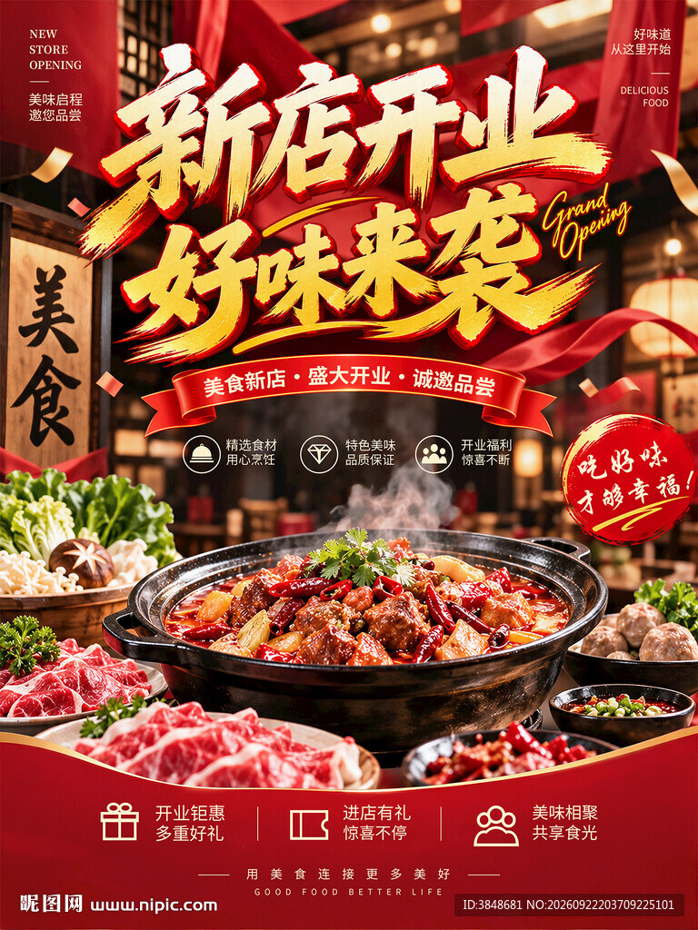 餐厅饭店开业海报