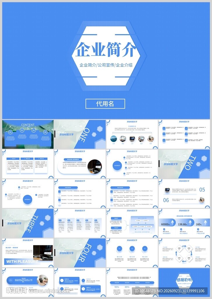 蓝色商务企业简介PPT模板