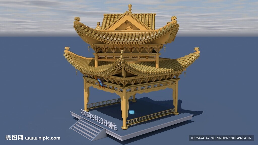 金色古建筑凉亭