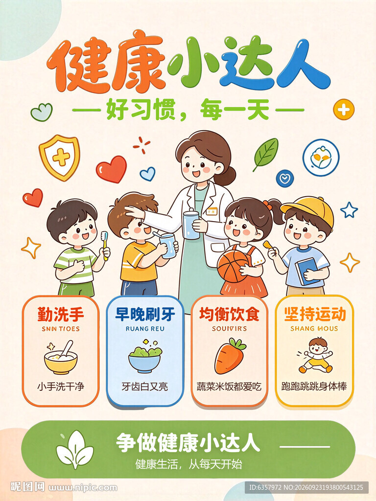 健康小达人 幼儿园海报