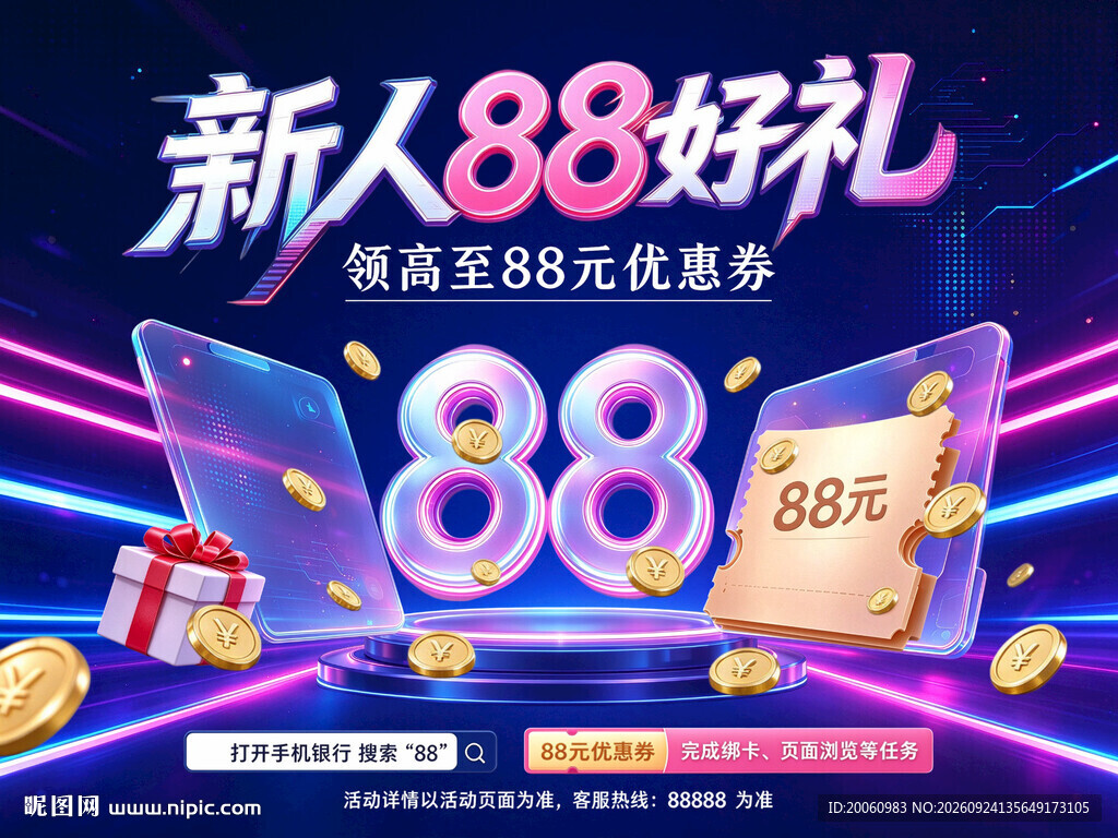 新人88好礼活动海报