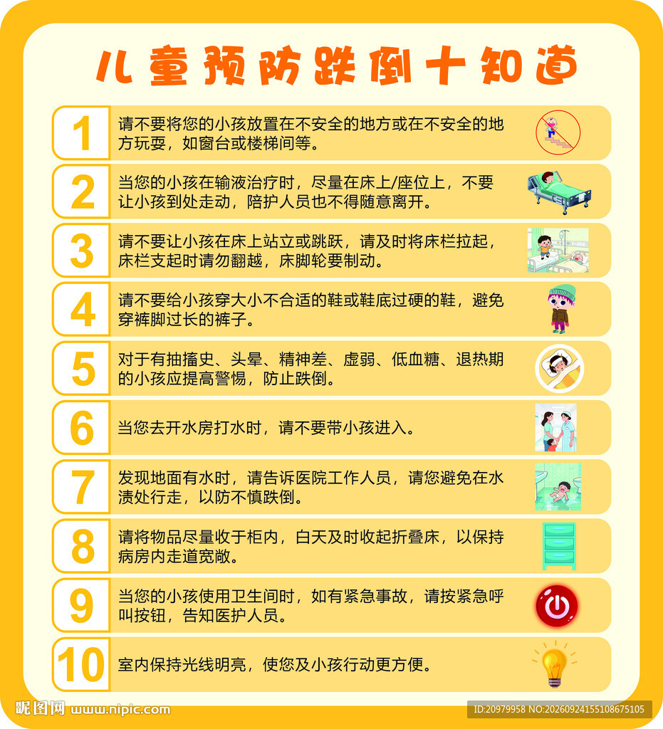 儿童预防跌倒十知道