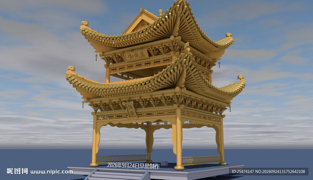 金色古建筑凉亭