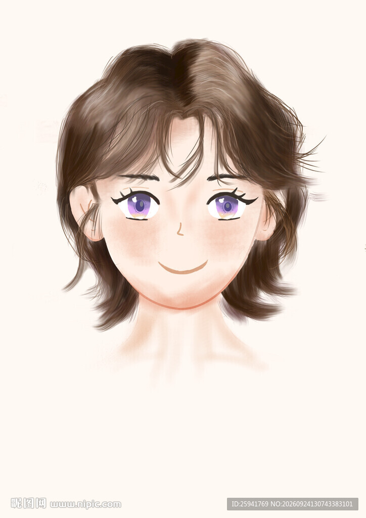卡通人物发型头像插画
