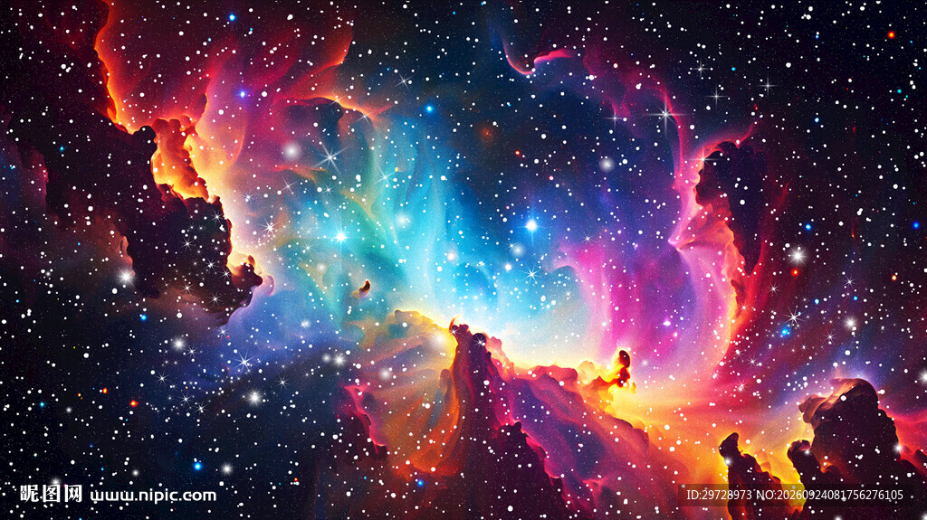 彩色绚丽梦幻星空