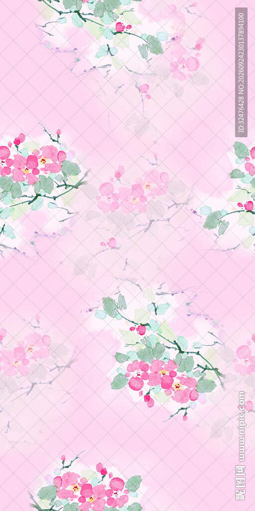 粉色清新碎花装饰图案