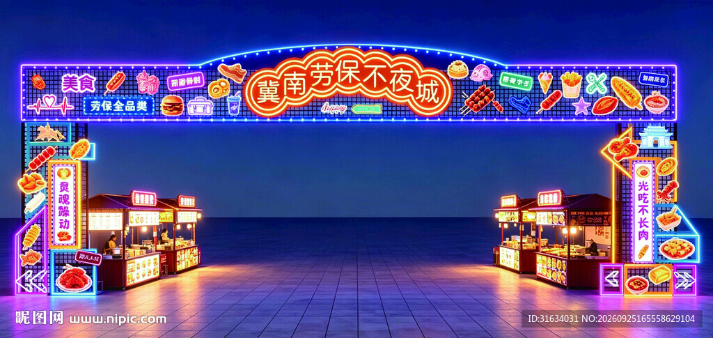 霓虹灯夜市门头