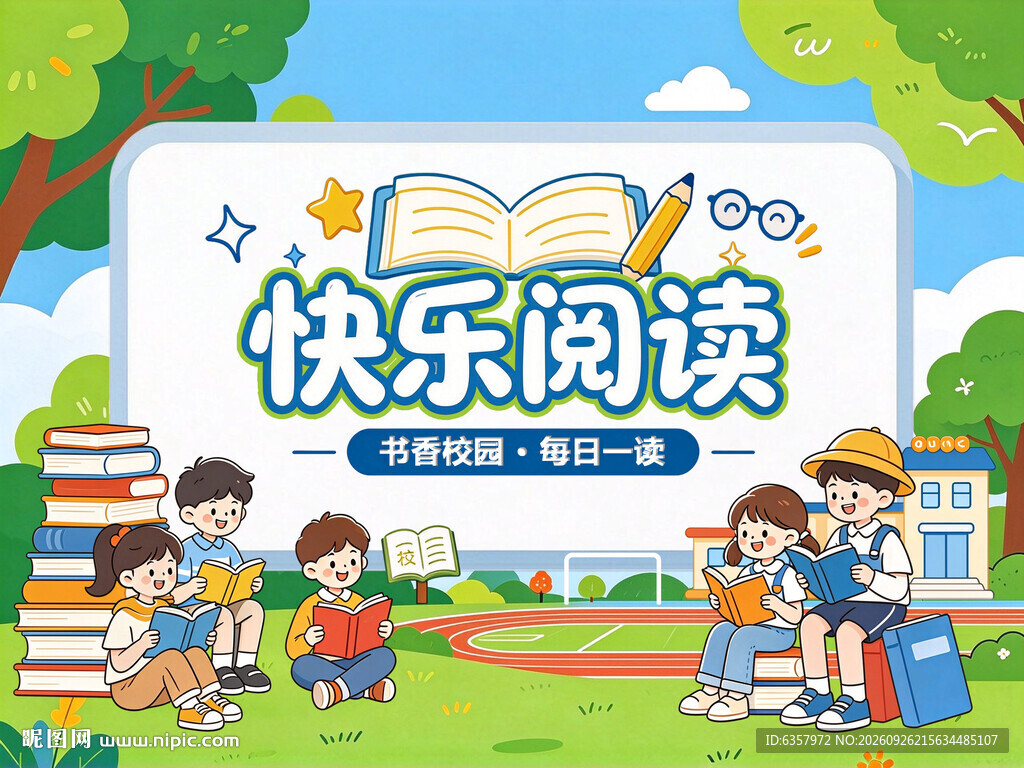扁平快乐阅读主题海报