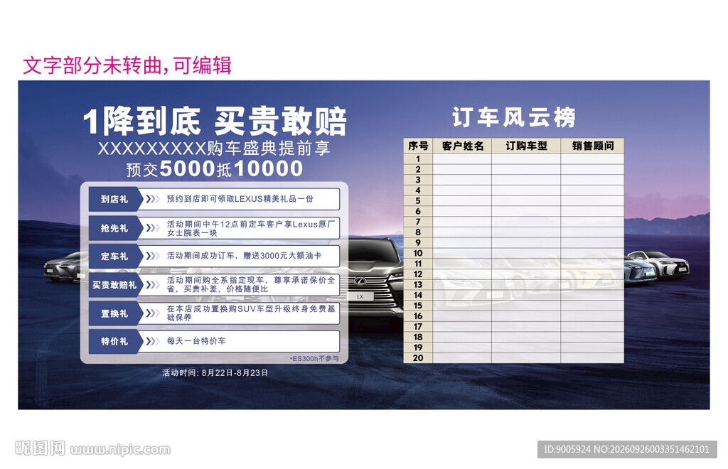 汽车促销活动公示展板