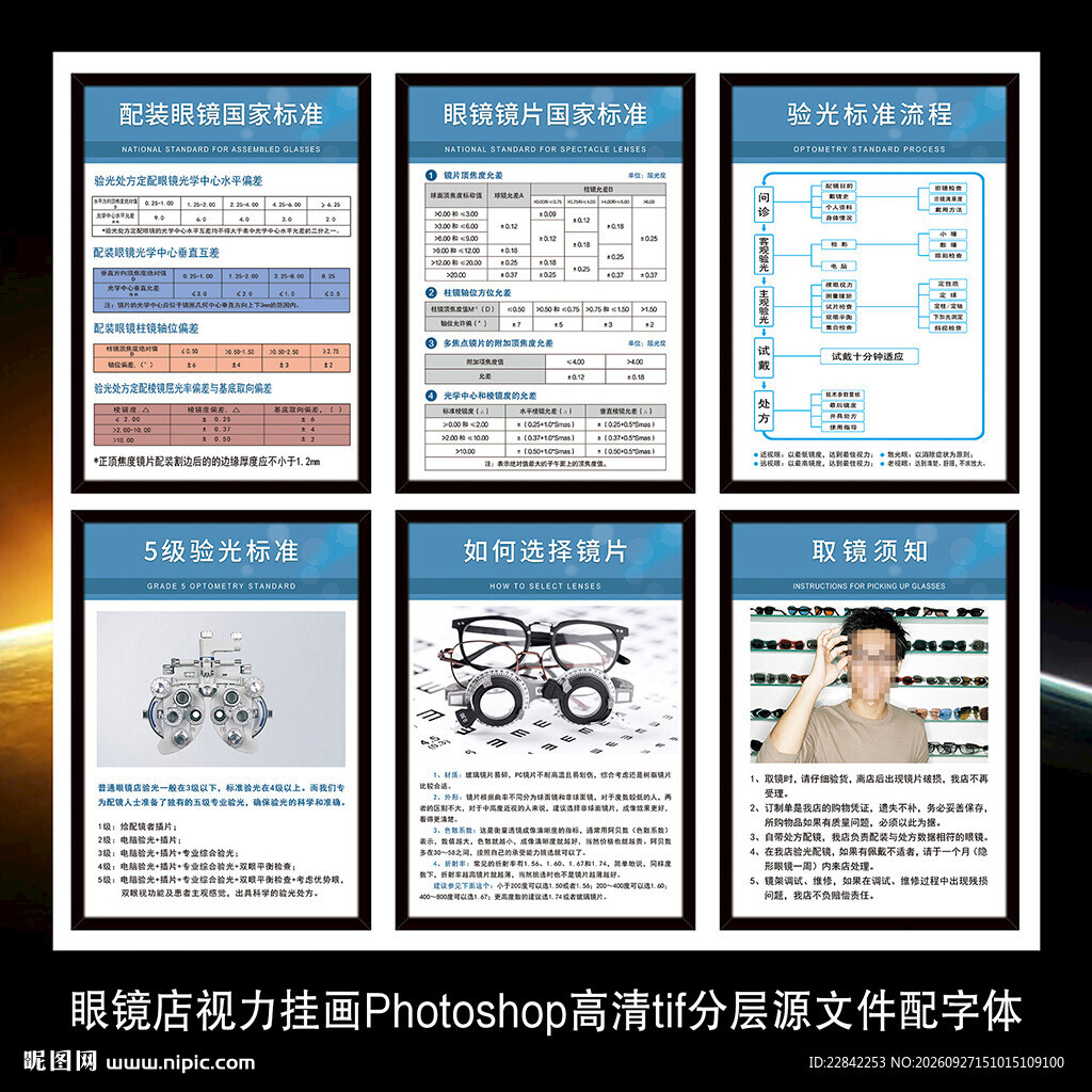 眼镜店医院眼科视力展板挂画海报
