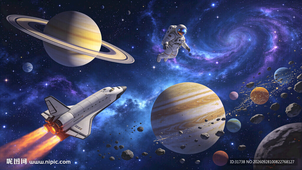 太空星球宇宙黑洞宇航员星空背景