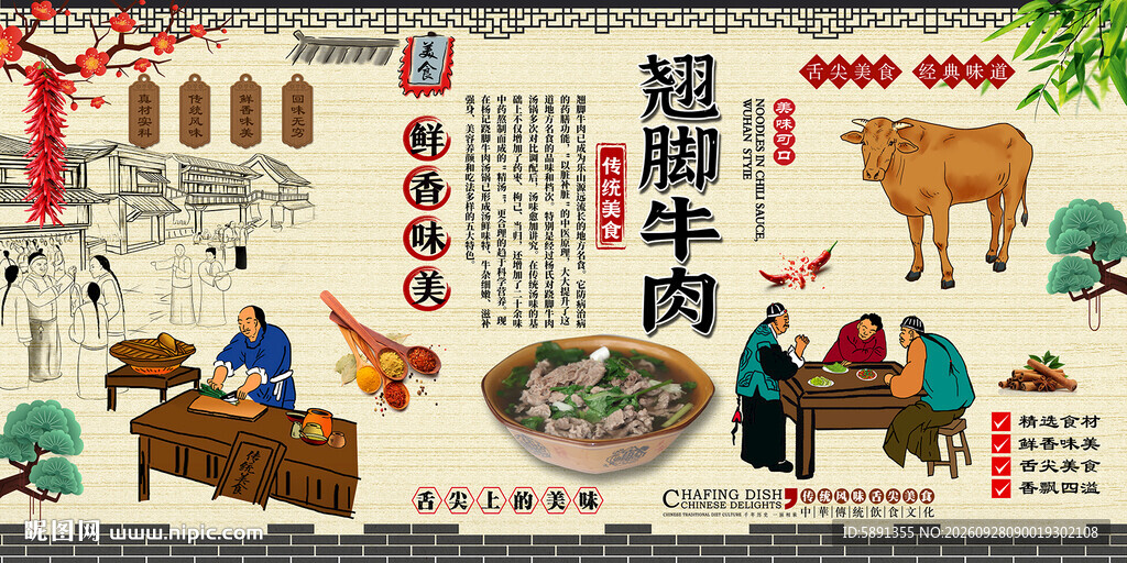 翘脚牛肉背景墙