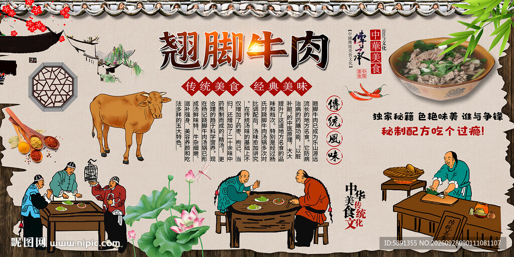 翘脚牛肉背景墙