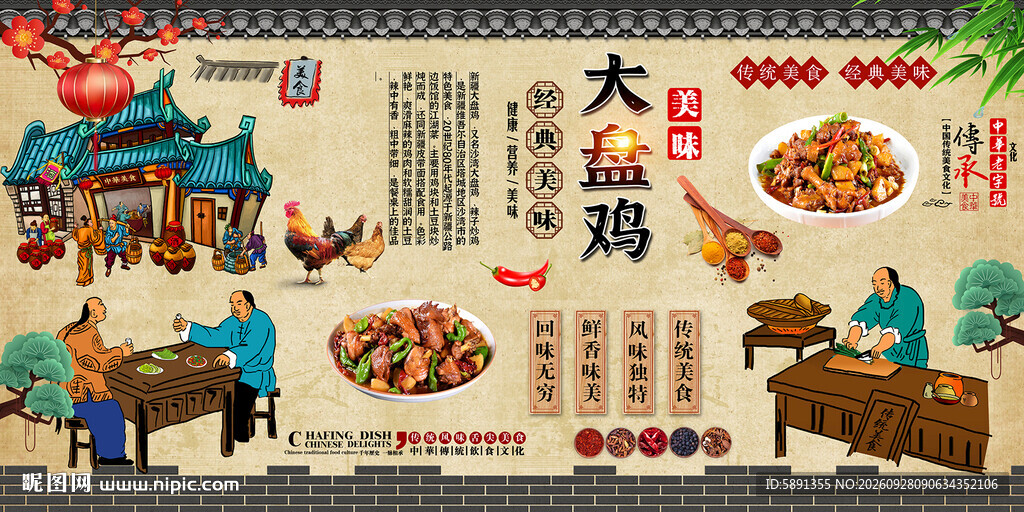 大盘鸡背景墙