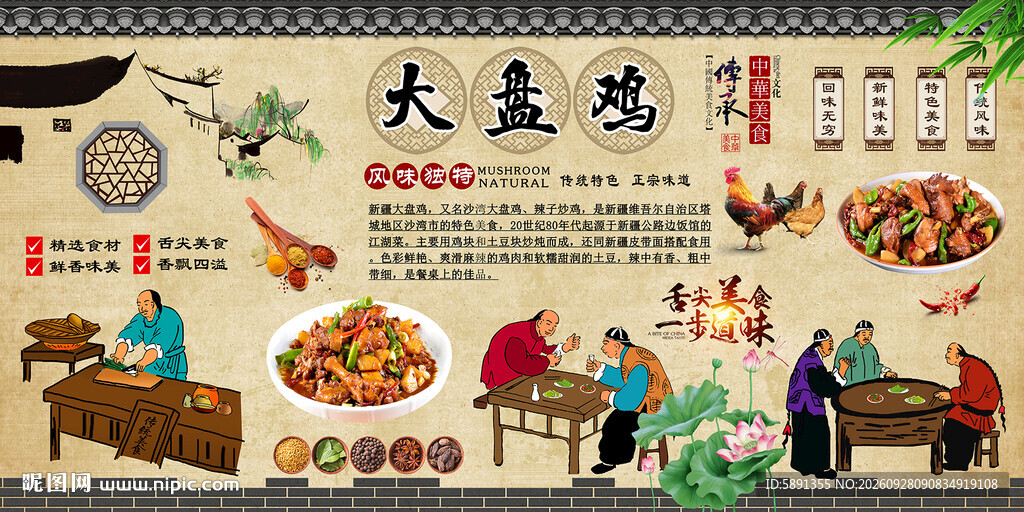 大盘鸡背景墙