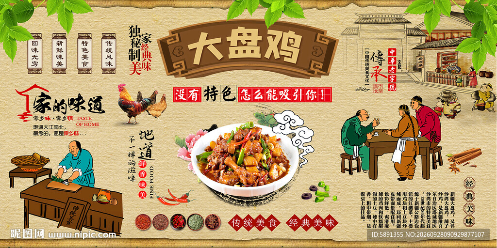 大盘鸡背景墙