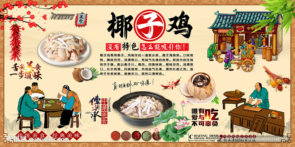 椰子鸡背景墙