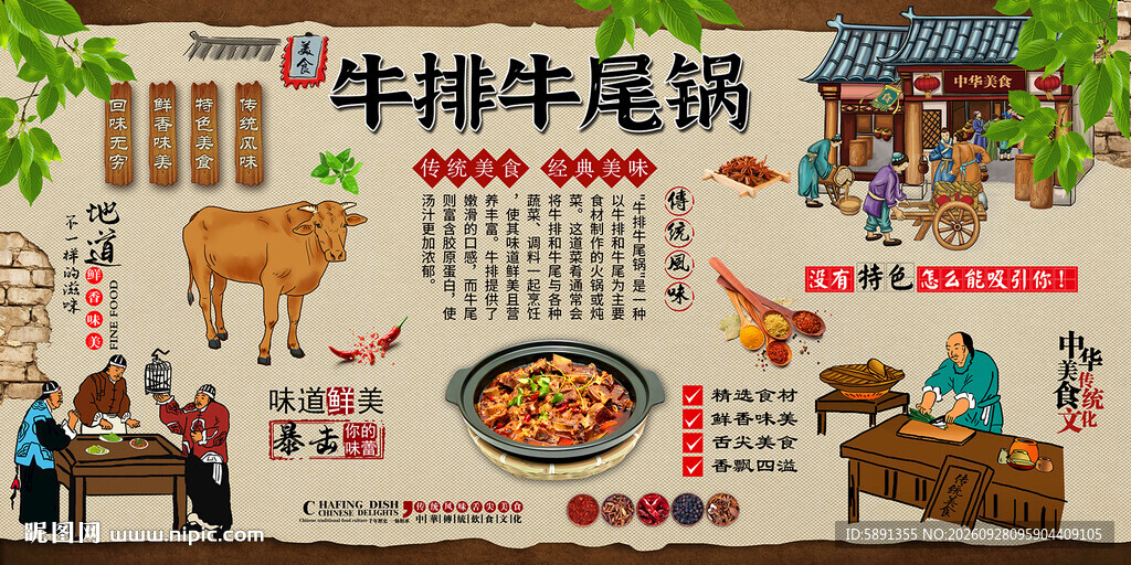 牛排牛尾锅背景墙