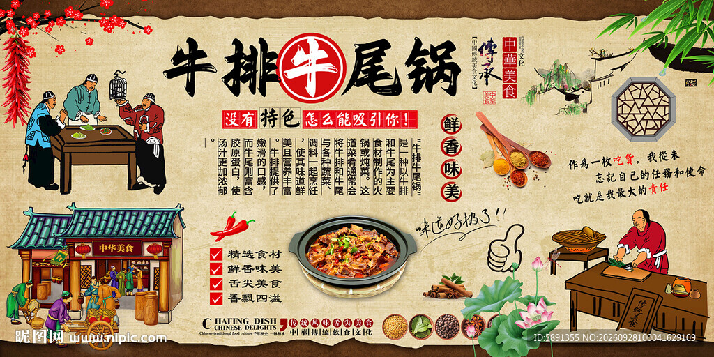 牛排牛尾锅背景墙