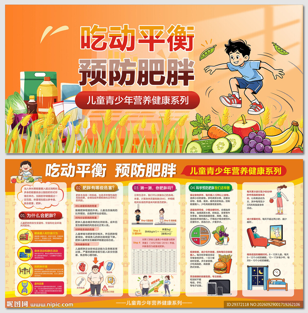 青少年吃动平衡预防肥胖展板