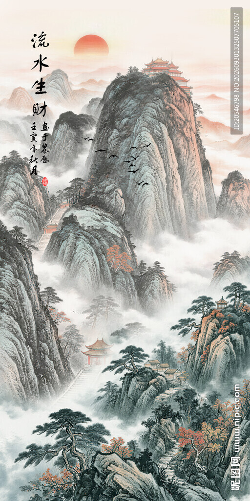 新中式国画墙壁画