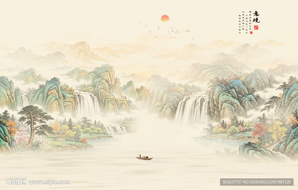 古风背景山水画
