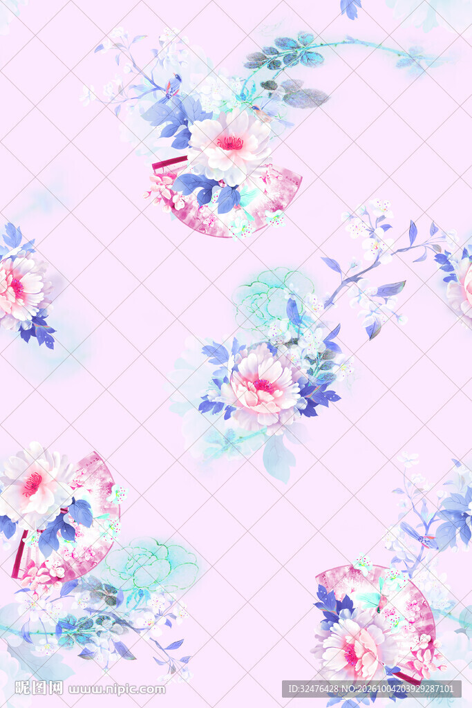 水彩淡粉花卉底纹