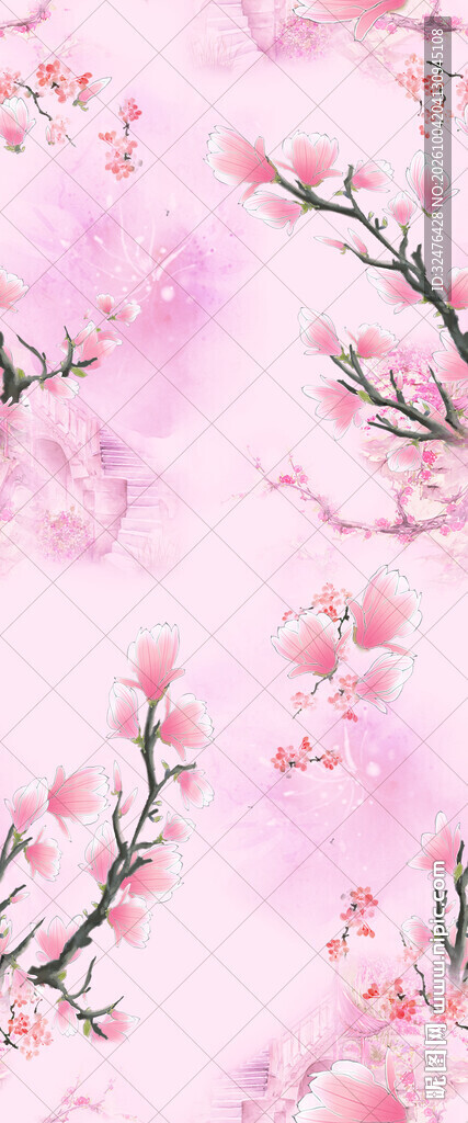 水彩粉色桃花背景