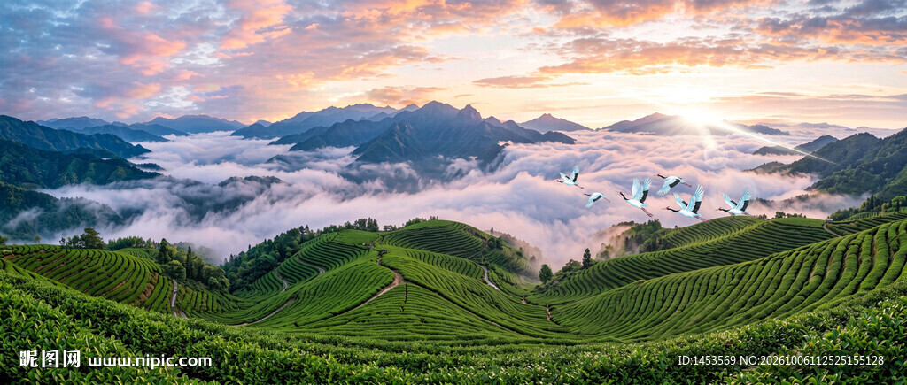 绿水青山大气风景画