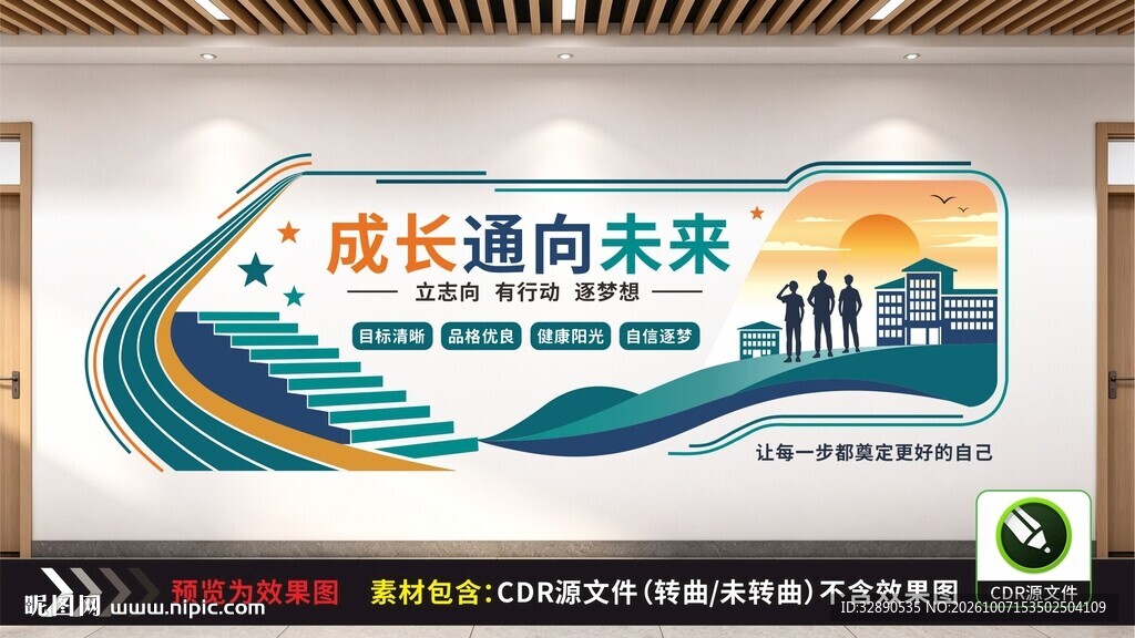 成长通向未来校园文化墙