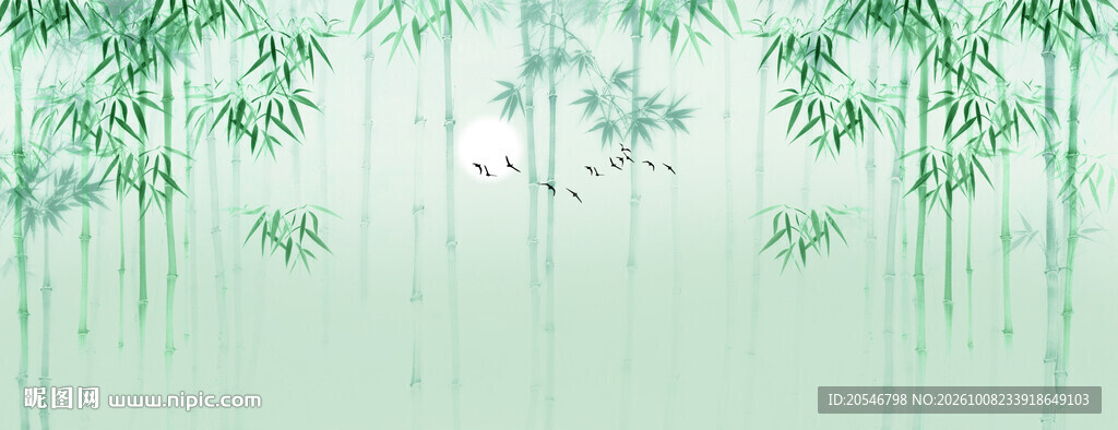 新中式灯箱水墨竹林