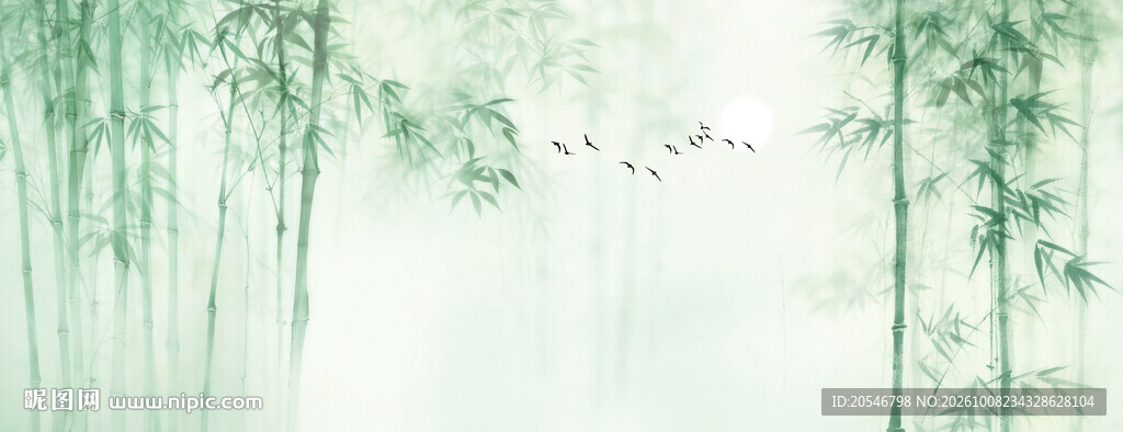 古风水墨竹子背景图