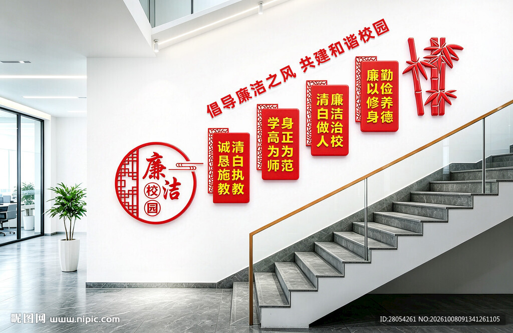 廉洁校园楼梯文化墙