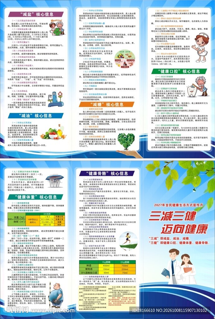 三减三健核心信息三折页