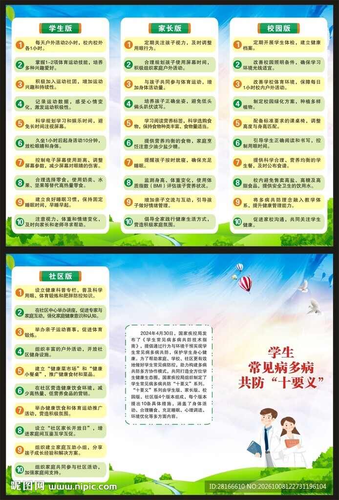 学生常见病多病共防十要义三折页