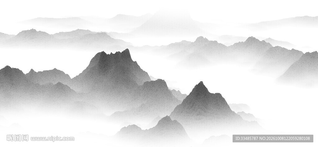 水墨意境层叠远山